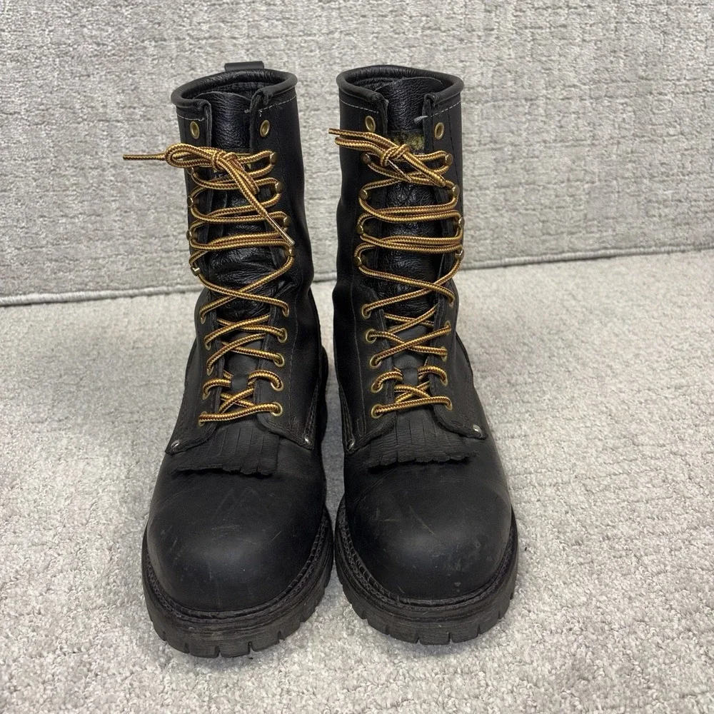 Carolina 1922 Black Leather Logger Boots Steel Toe Made In USA Men's Size 14 2E